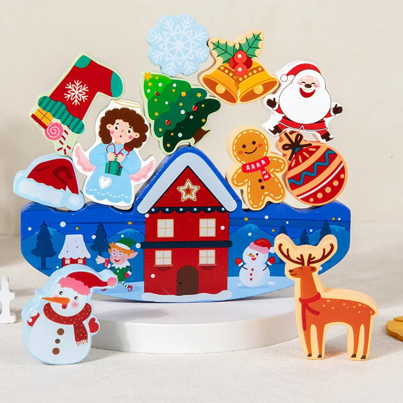 KerstStapels™ – Houten Kerststapelspel voor Peuters – Leren & Spelen in Feestsfeer
