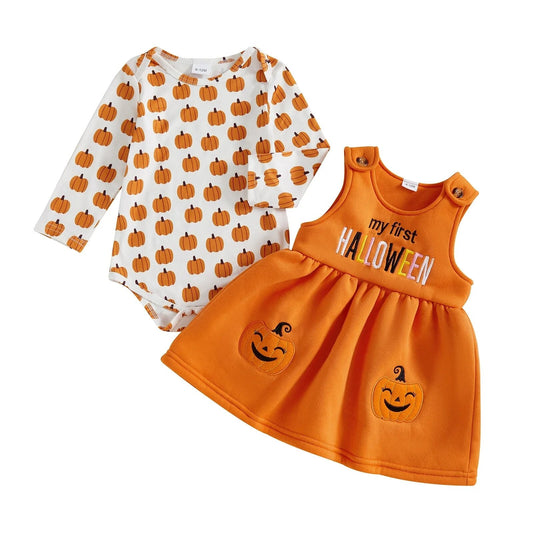 PumpkyCharm™ – Schattige Halloween Set voor Babymeisjes – Comfort Herfststijl