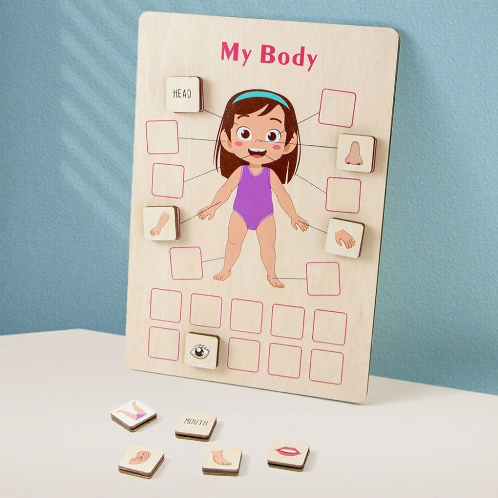 BodyLearn™ – Montessori Houten Lichaamspuzzel – Educatief Lichaamsdelen Spel