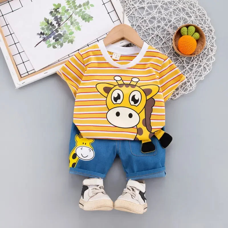GiraffoGo™ – T-Shirt Set met Dierenthema – Peuter Zomer Outfit