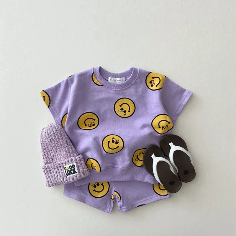 CheerSet™ – Vrolijke Outfit met Smileyprint – Comfortabele Kinder Set