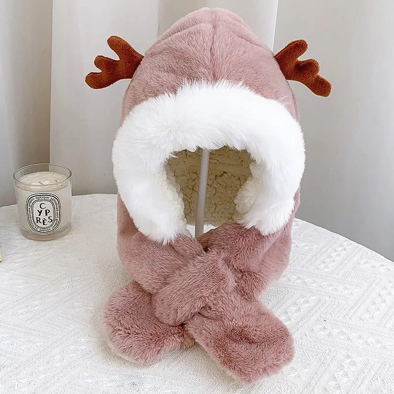 AntlerCozy™ – Warme Muts & Sjaal in 1 – Schattige Winteraccessoire