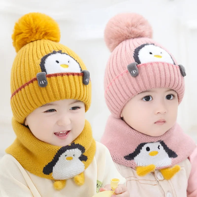 PenguiWarm™ – Schattige Kinder Muts & Sjaal – Warme Winterset