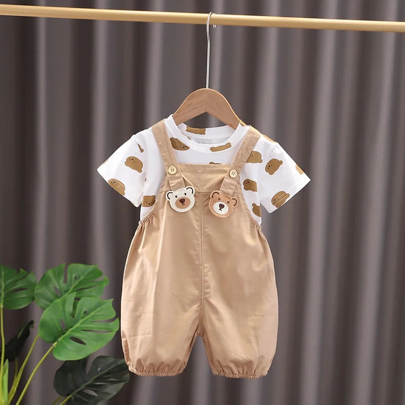 BearPlaySet™ – Ademend Zomersetje met Cartoonprint – Baby Outfit Set