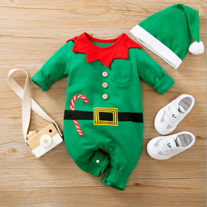 SantaSnug™ – Zacht Kerst Kostuum van Katoen – Baby Eerste Kerstoutfit