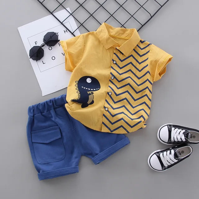 ZigRaptor™ – Gestreepte Dino Zomerset – Peuter Korte Outfit