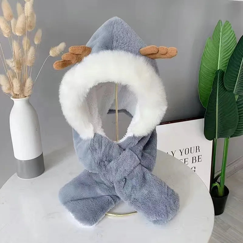 AntlerCozy™ – Warme Muts & Sjaal in 1 – Schattige Winteraccessoire