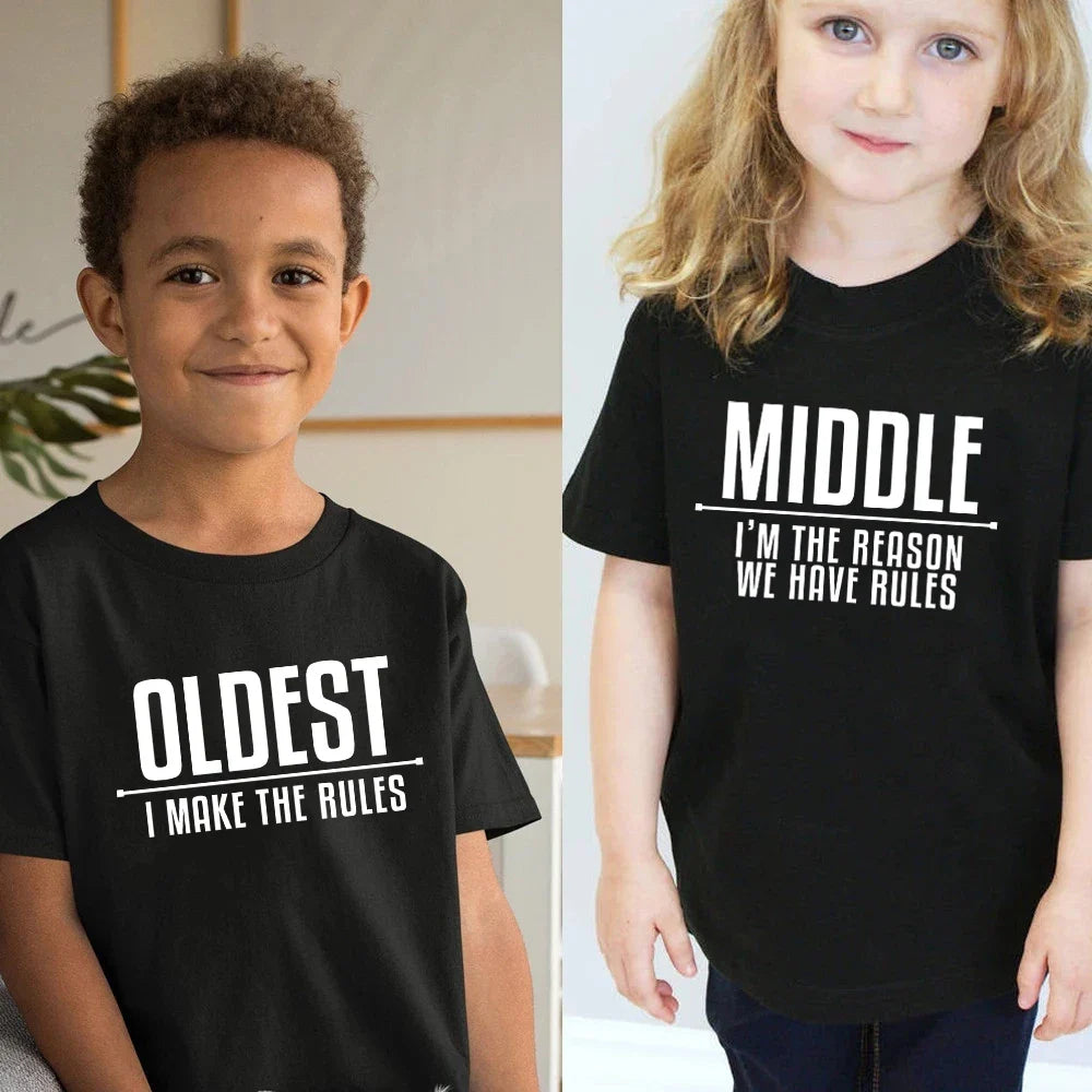 FamilyMatch™ – Matching T-Shirts met Tekst – Gezin Outfit Set