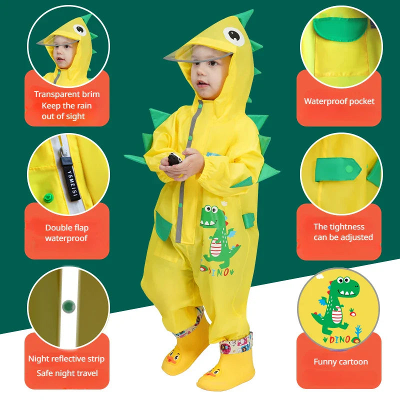 RainyRoar™ – Waterdichte Kinder Poncho – Leuke Regenjas met Print