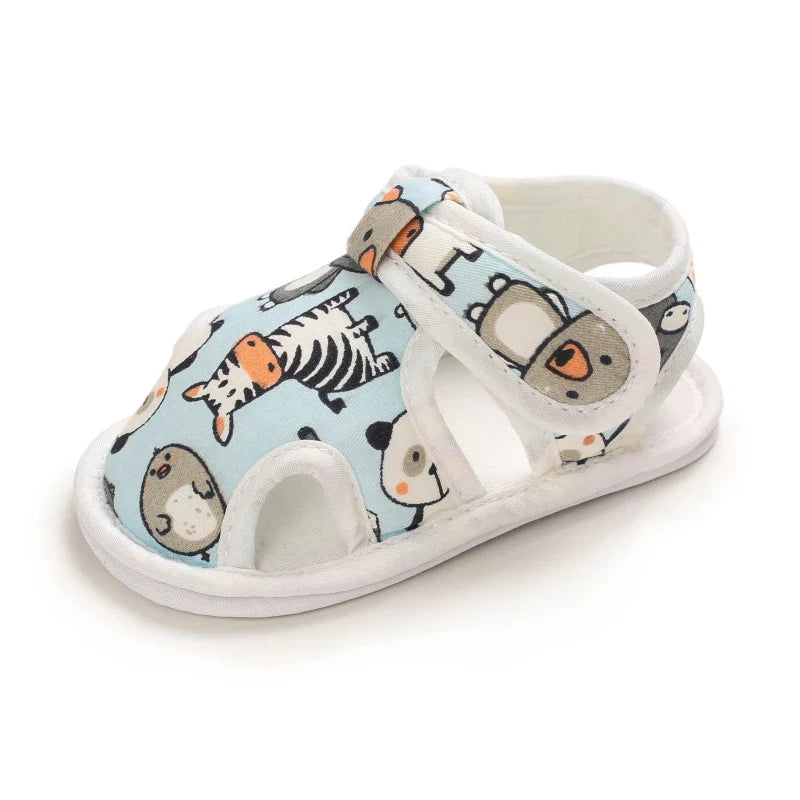 CuddleSteps™ – Ademend Design met Dierenprint – Zachte Baby Sandalen
