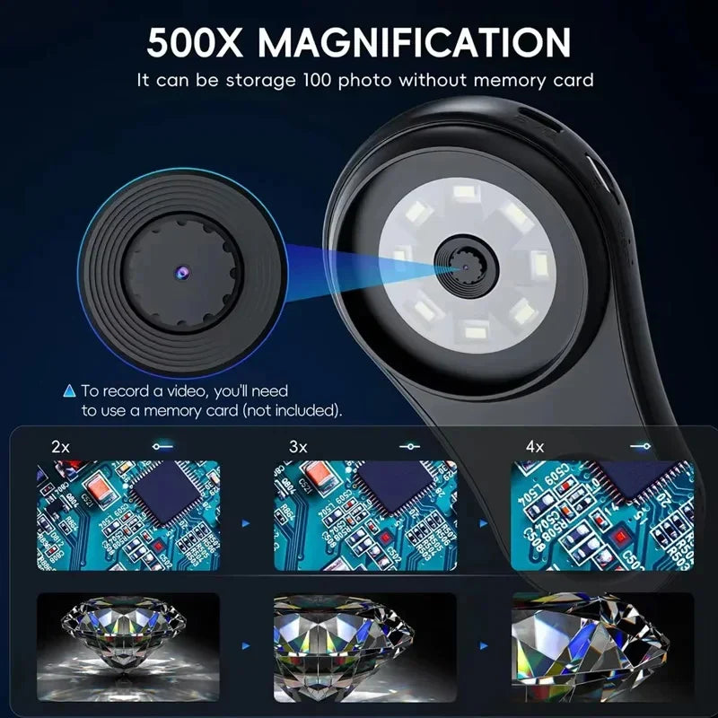 DetailScope™ – 500x Pocket Microscoop met HD Scherm – Draagbare Vergrootglas Tool