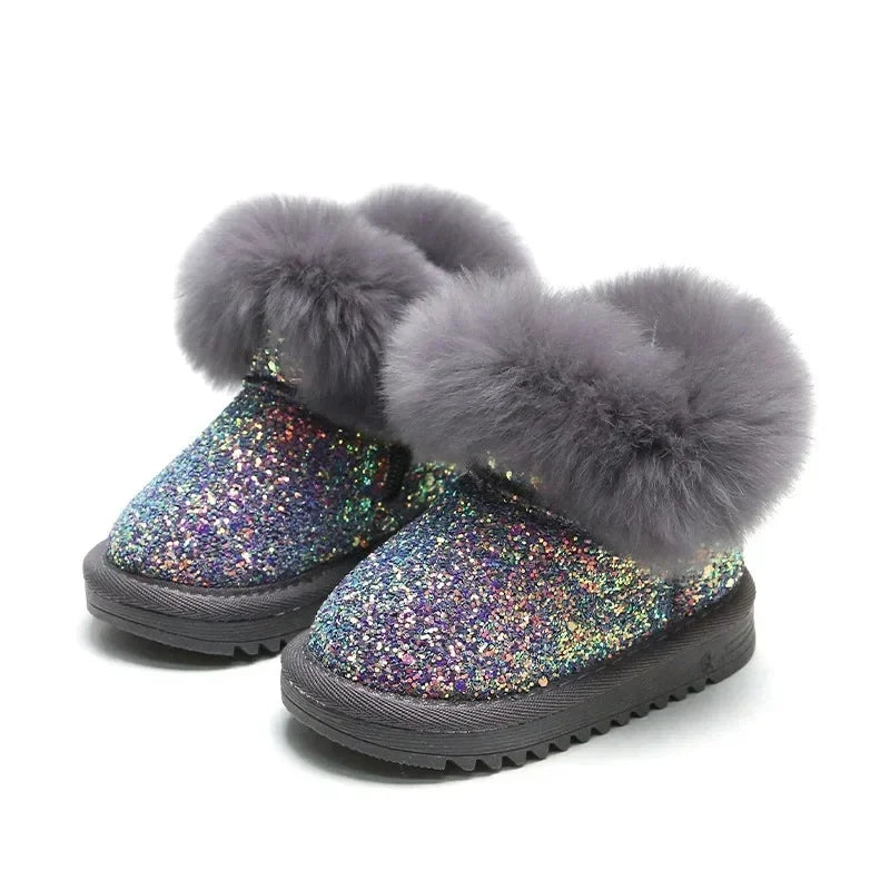 GlitterGlow™ – Warme Glitterlaarsjes met Voering – Kinder Winter Schoenen