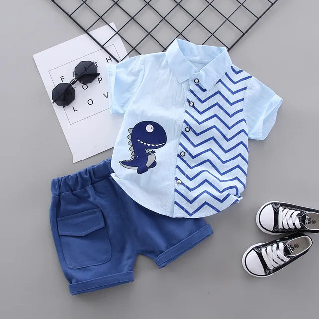 ZigRaptor™ – Gestreepte Dino Zomerset – Peuter Korte Outfit