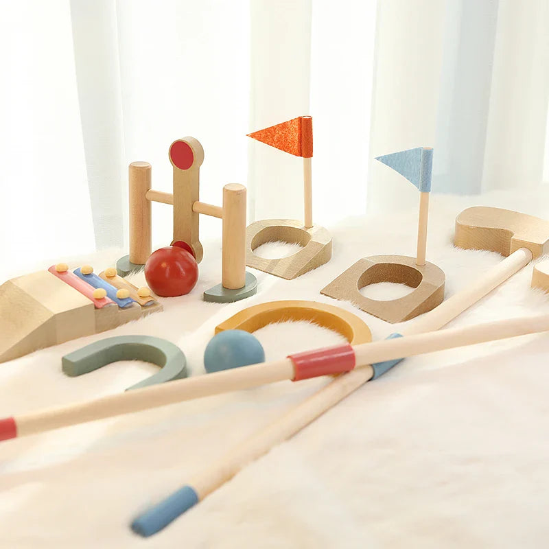 GolfieTots™ – Educatief Houten Golfspel – Actief Speelplezier Binnen & Buiten