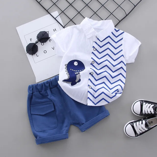 ZigRaptor™ – Gestreepte Dino Zomerset – Peuter Korte Outfit
