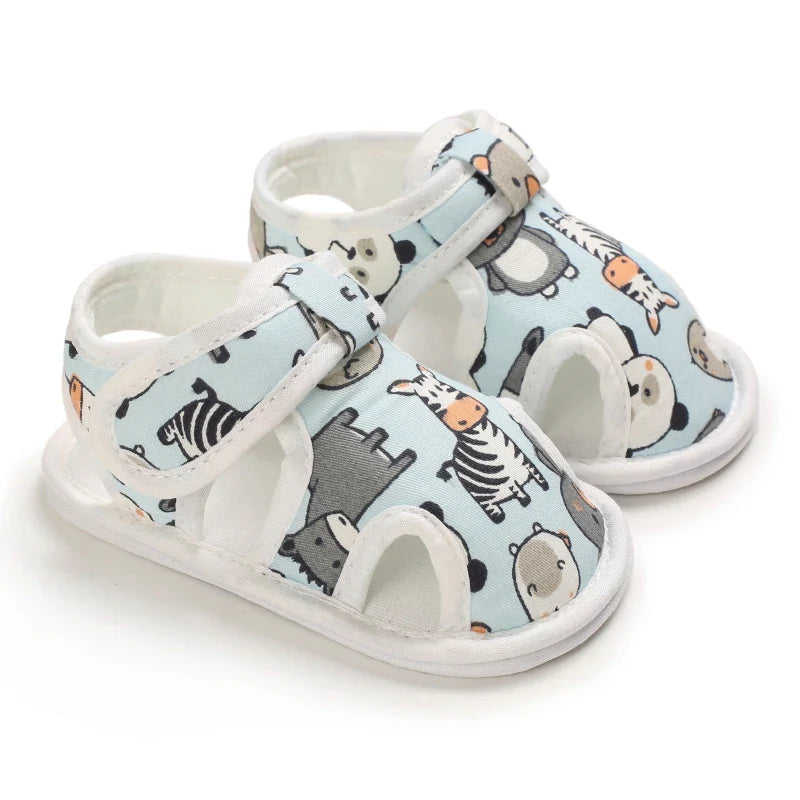 CuddleSteps™ – Ademend Design met Dierenprint – Zachte Baby Sandalen