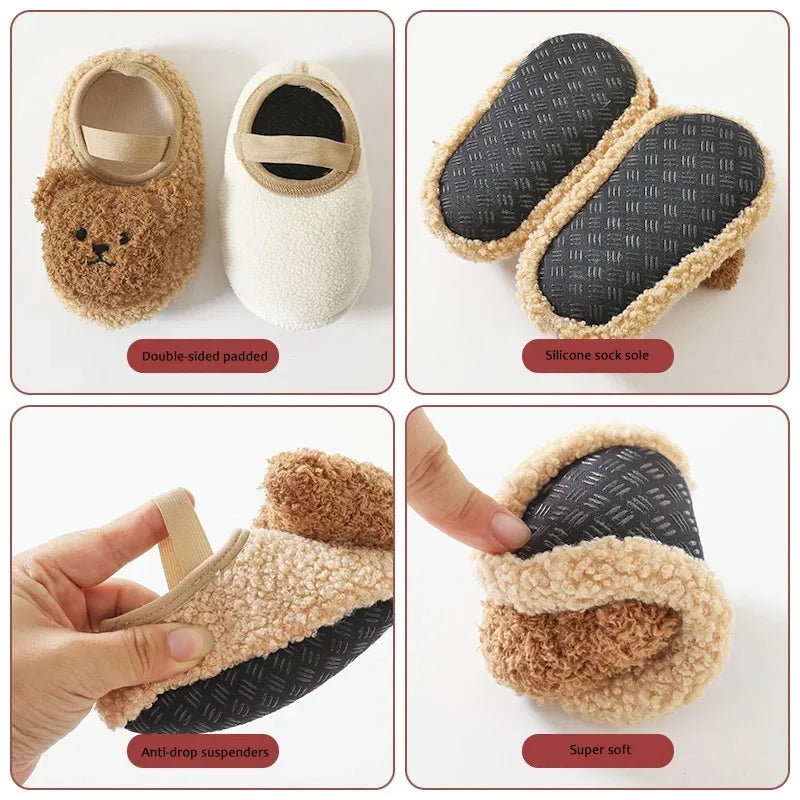 SnugglePaws™ – Warme Beren Slofjes – Antislip Winterpantoffels Baby