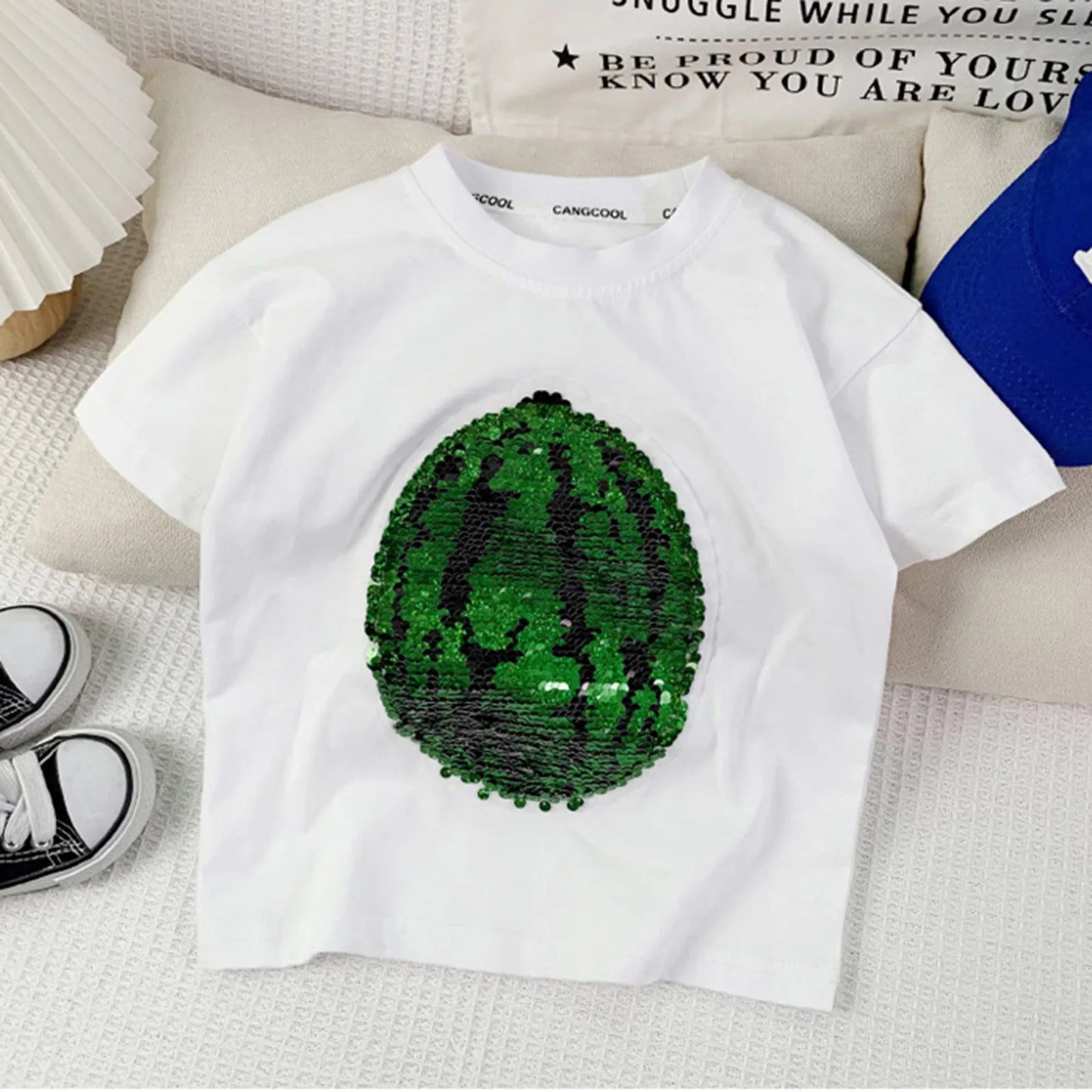 FlipFruit™ – T-shirt met Veranderende Pailletten – Kinderen Zomer T-shirt