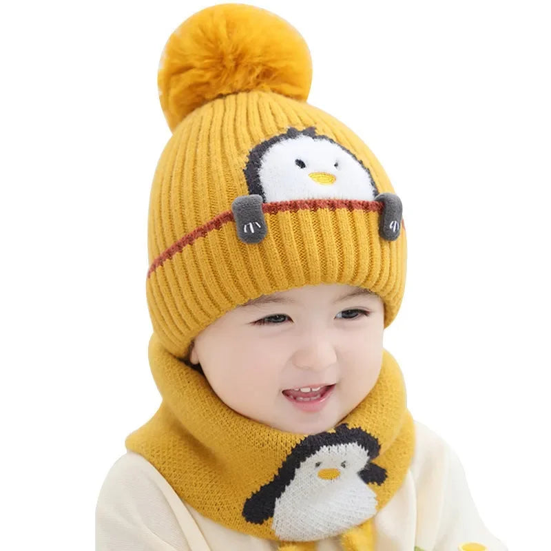 PenguiWarm™ – Schattige Kinder Muts & Sjaal – Warme Winterset