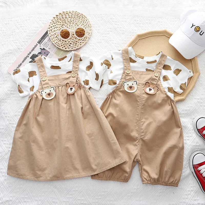 BearPlaySet™ – Ademend Zomersetje met Cartoonprint – Baby Outfit Set
