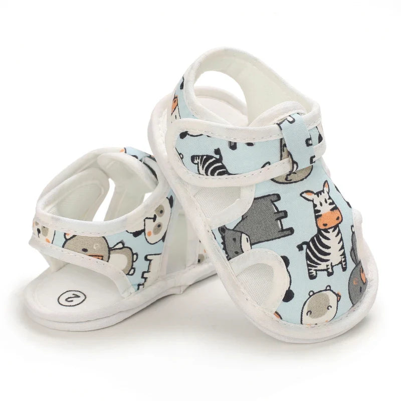 CuddleSteps™ – Ademend Design met Dierenprint – Zachte Baby Sandalen