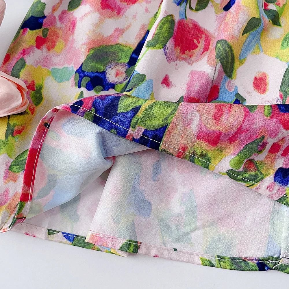 BloomWhirl™ – Zomerse Jurk met Bloemenprint – Meisjes Zonnejurk