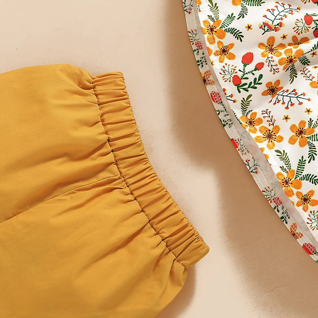 SunBlossom™ – Zomerset met Strik & Haarband – Meisjes 3-Delige Outfit