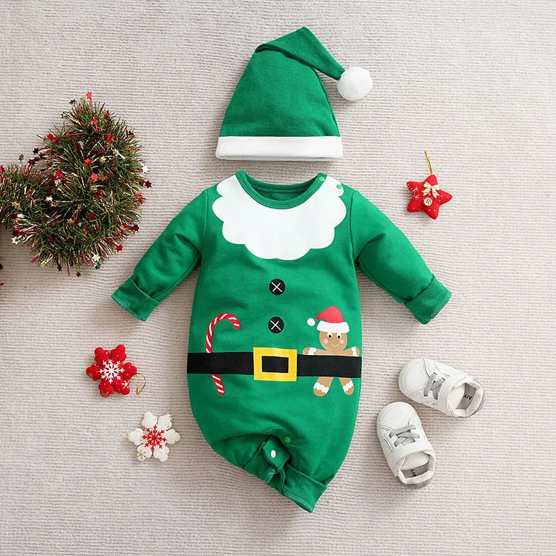 SantaSnug™ – Zacht Kerst Kostuum van Katoen – Baby Eerste Kerstoutfit
