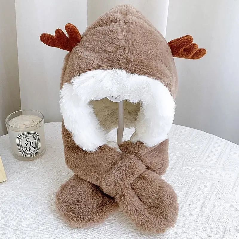 AntlerCozy™ – Warme Muts & Sjaal in 1 – Schattige Winteraccessoire