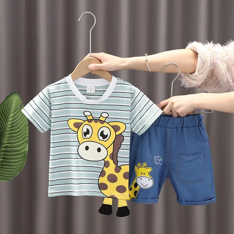 GiraffoGo™ – T-Shirt Set met Dierenthema – Peuter Zomer Outfit