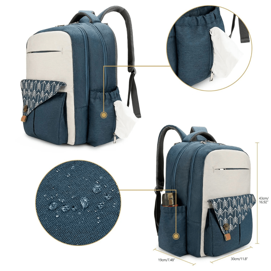 CarryMosaic™ – Luierrugzak met XL-Opening & Thermovakken – Reisvriendelijke Oudertas