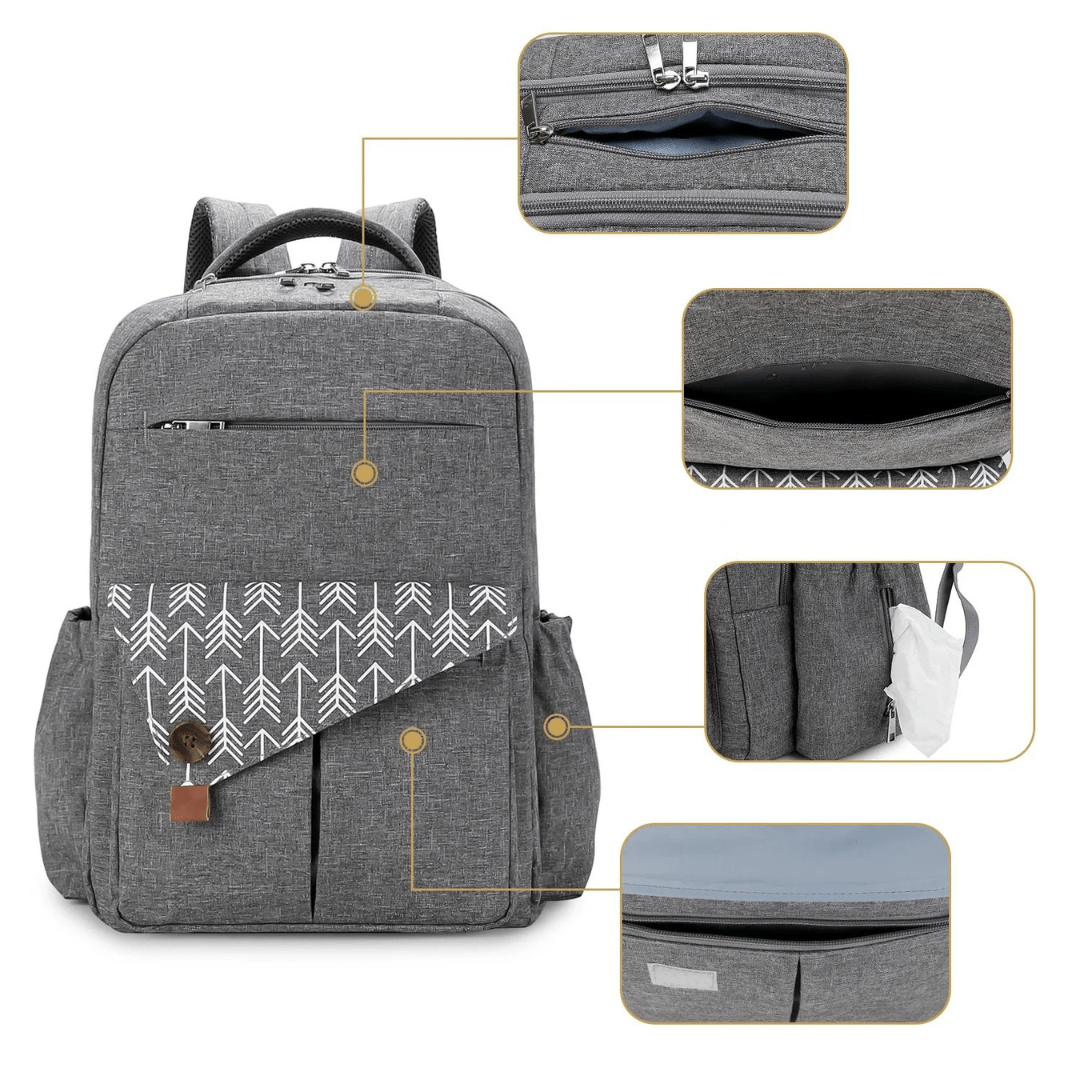 CarryMosaic™ – Luierrugzak met XL-Opening & Thermovakken – Reisvriendelijke Oudertas