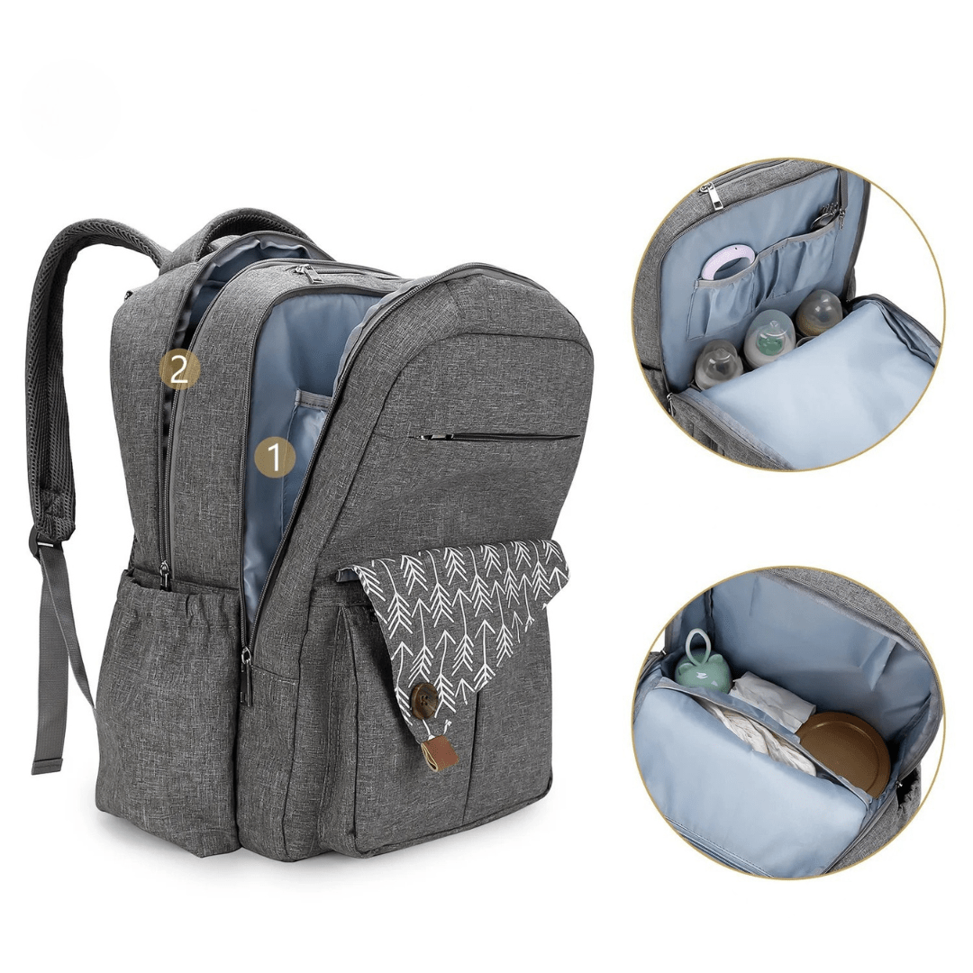 CarryMosaic™ – Luierrugzak met XL-Opening & Thermovakken – Reisvriendelijke Oudertas
