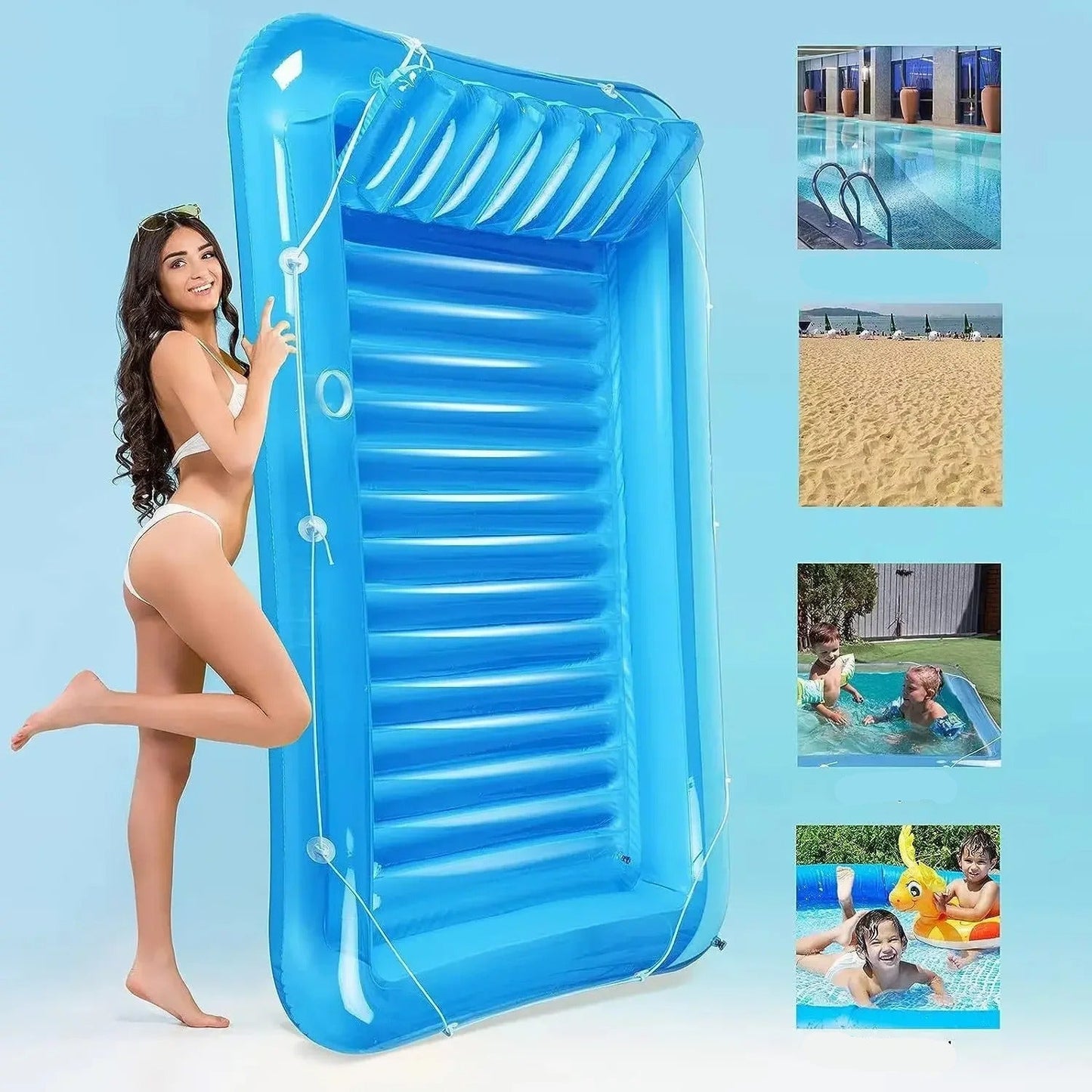 SunFloat™ – Luxe Opblaasbare Ligstoel – Zonnebaden in Eigen Tuin