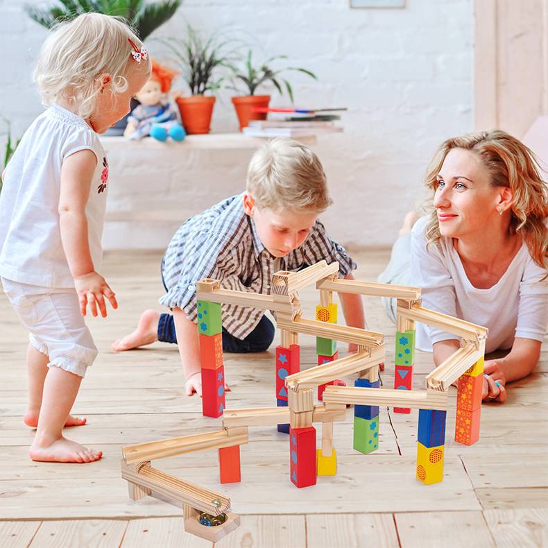 KnikKogel™ – Montessori Houten Knikkerbaan – Educatief Bouwspel met 52/104/156 Onderdelen