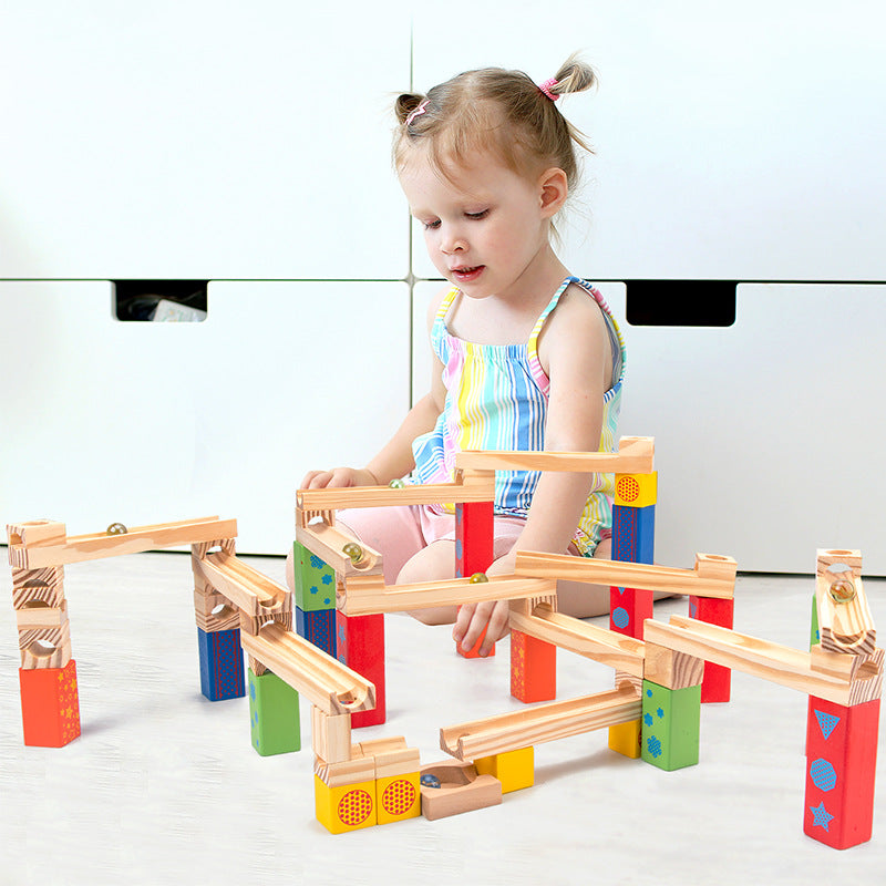 KnikKogel™ – Montessori Houten Knikkerbaan – Educatief Bouwspel met 52/104/156 Onderdelen