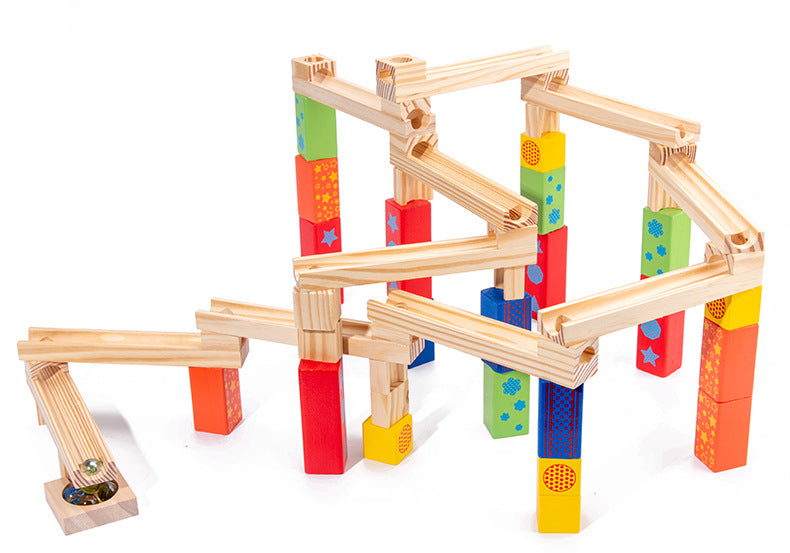 KnikKogel™ – Montessori Houten Knikkerbaan – Educatief Bouwspel met 52/104/156 Onderdelen