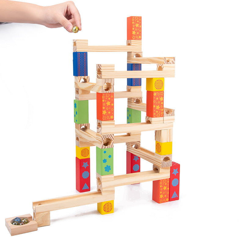 KnikKogel™ – Montessori Houten Knikkerbaan – Educatief Bouwspel met 52/104/156 Onderdelen