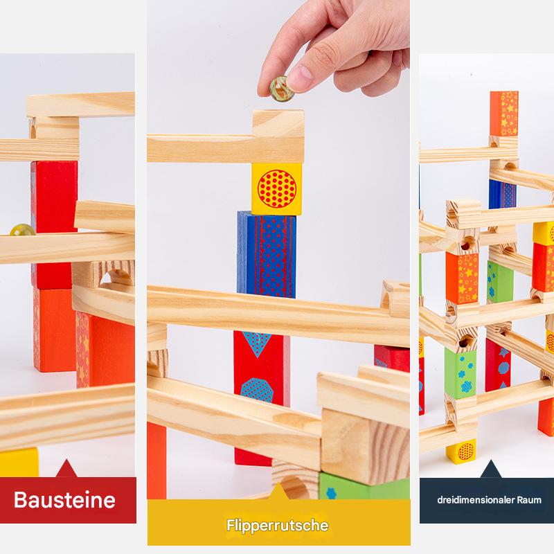 KnikKogel™ – Montessori Houten Knikkerbaan – Educatief Bouwspel met 52/104/156 Onderdelen