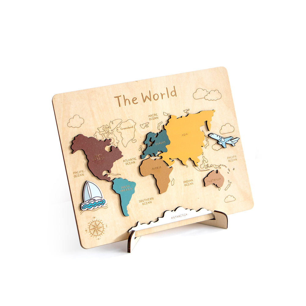 WorldWise™ – Montessori Houten Wereldkaart – Educatief Puzzelspel