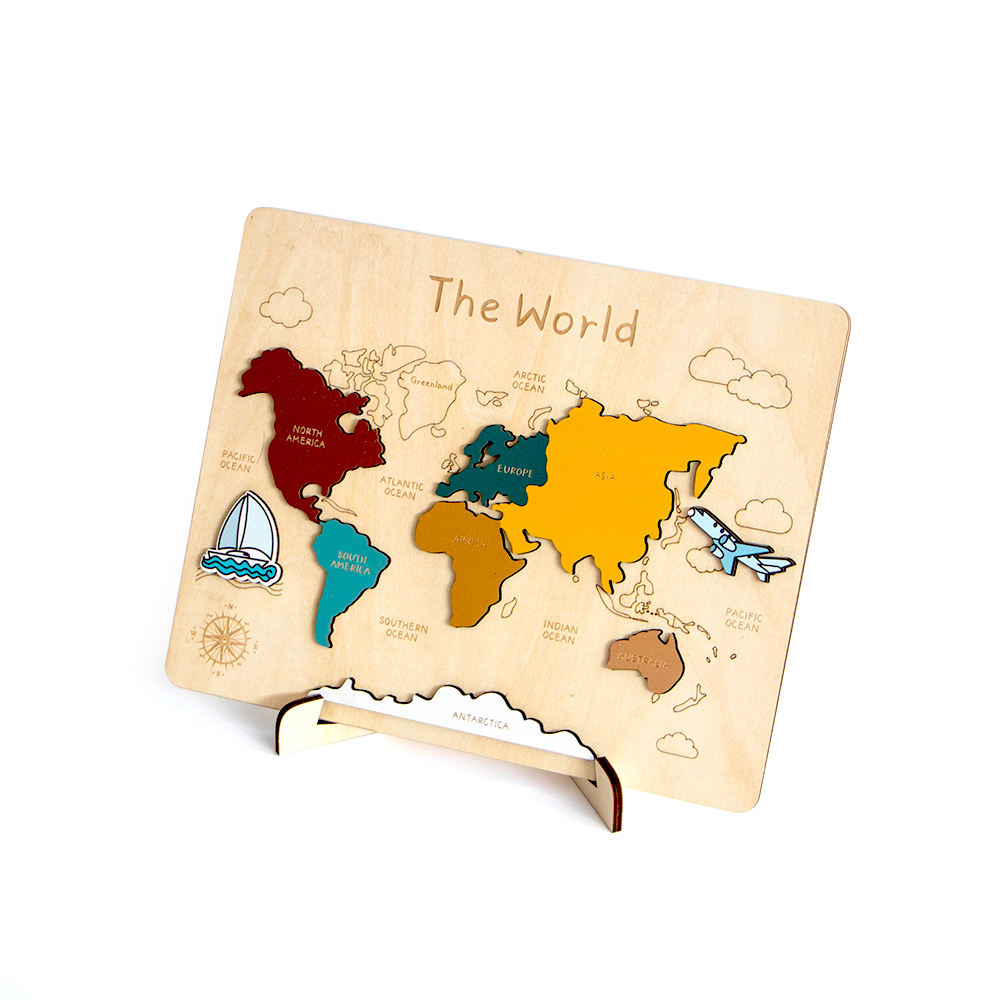 WorldWise™ – Montessori Houten Wereldkaart – Educatief Puzzelspel