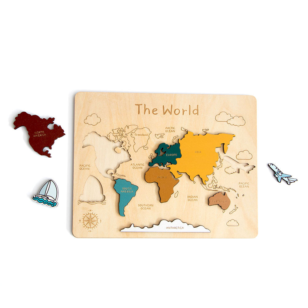 WorldWise™ – Montessori Houten Wereldkaart – Educatief Puzzelspel