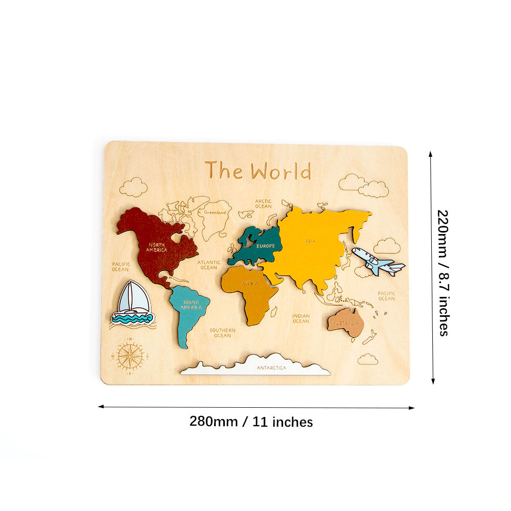 WorldWise™ – Montessori Houten Wereldkaart – Educatief Puzzelspel