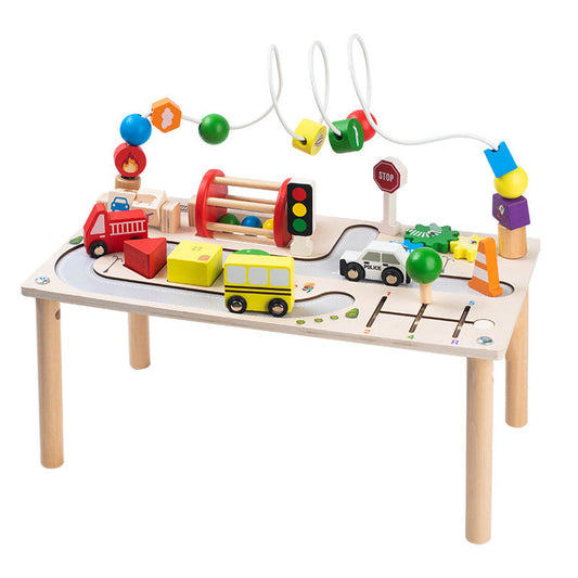 SpeelTafelix™ – Montessori Houten Speeltafel – 7-in-1 Educatief Motoriek Leer Speelgoed