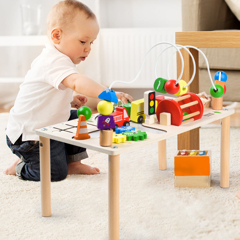 SpeelTafelix™ – Montessori Houten Speeltafel – 7-in-1 Educatief Motoriek Leer Speelgoed