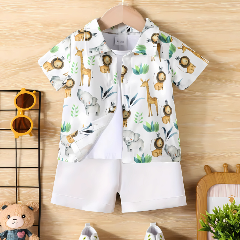 SafariSprout™ – Zomerset met Dierendesign – Comfortabele Jongensoutfit