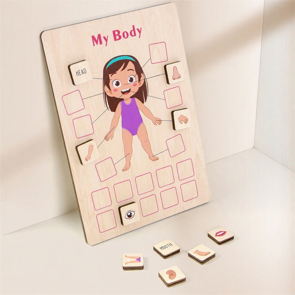 BodyLearn™ – Montessori Houten Lichaamspuzzel – Educatief Lichaamsdelen Spel