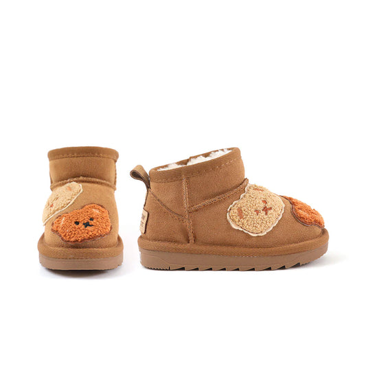 BearHugBoots™ – Suède Enkellaarsjes met Beren – Warme Kinder Winterschoenen