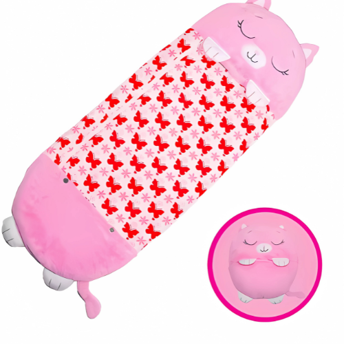SnuggleSleeper™ – Cartoon Slaapzak en Kussen – 2-in-1 Slaapplezier
