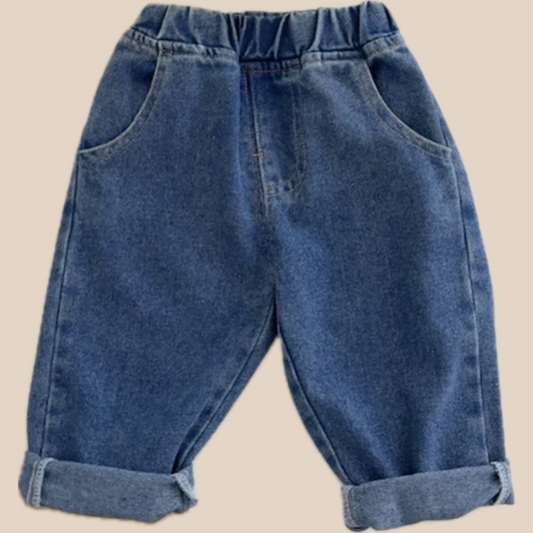 ComfiDenim™ – Losse Jeans met Verstelbare Taille – Uniseks Kinderbroek